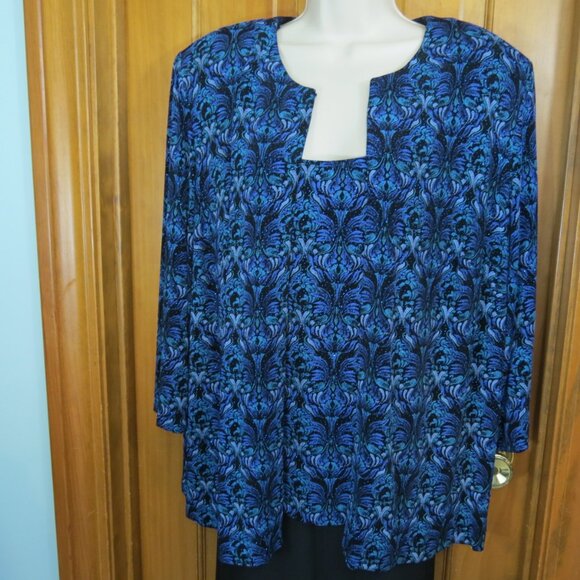 Alex Evenings Peacock Colors Knit Jacket & Sleeveless Formal Cocktail Size 2X - Picture 2 of 11